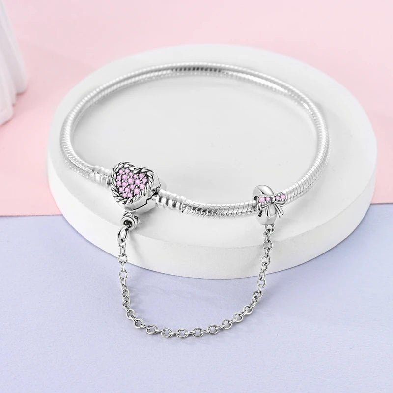 Bracelet Original 925 Sterling Silver Charm Bracelet 17-20CM Love Heart Pave Zirconia Bracelet for Women DIY Charm Jewelry Gifts - Tara's Tiny Treasures