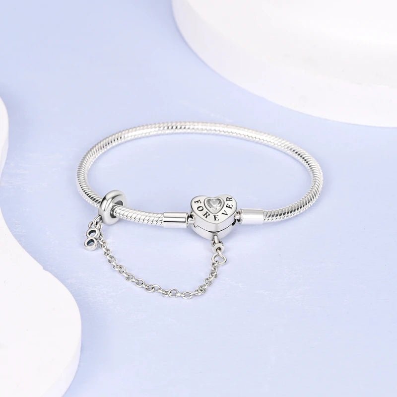Bracelet Original 925 Sterling Silver Charm Bracelet 17-20CM Love Heart Pave Zirconia Bracelet for Women DIY Charm Jewelry Gifts - Tara's Tiny Treasures