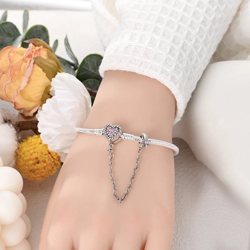 Bracelet Original 925 Sterling Silver Charm Bracelet 17-20CM Love Heart Pave Zirconia Bracelet for Women DIY Charm Jewelry Gifts - Tara's Tiny Treasures