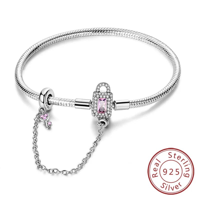 Bracelet Original 925 Sterling Silver Charm Bracelet 17-20CM Love Heart Pave Zirconia Bracelet for Women DIY Charm Jewelry Gifts - Tara's Tiny Treasures