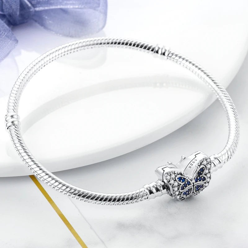 Bracelet Original 925 Sterling Silver Charm Bracelet 17-20CM Love Heart Pave Zirconia Bracelet for Women DIY Charm Jewelry Gifts - Tara's Tiny Treasures