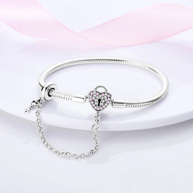 Bracelet Original 925 Sterling Silver Charm Bracelet 17-20CM Love Heart Pave Zirconia Bracelet for Women DIY Charm Jewelry Gifts - Tara's Tiny Treasures