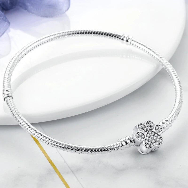 Bracelet Original 925 Sterling Silver Charm Bracelet 17-20CM Love Heart Pave Zirconia Bracelet for Women DIY Charm Jewelry Gifts - Tara's Tiny Treasures