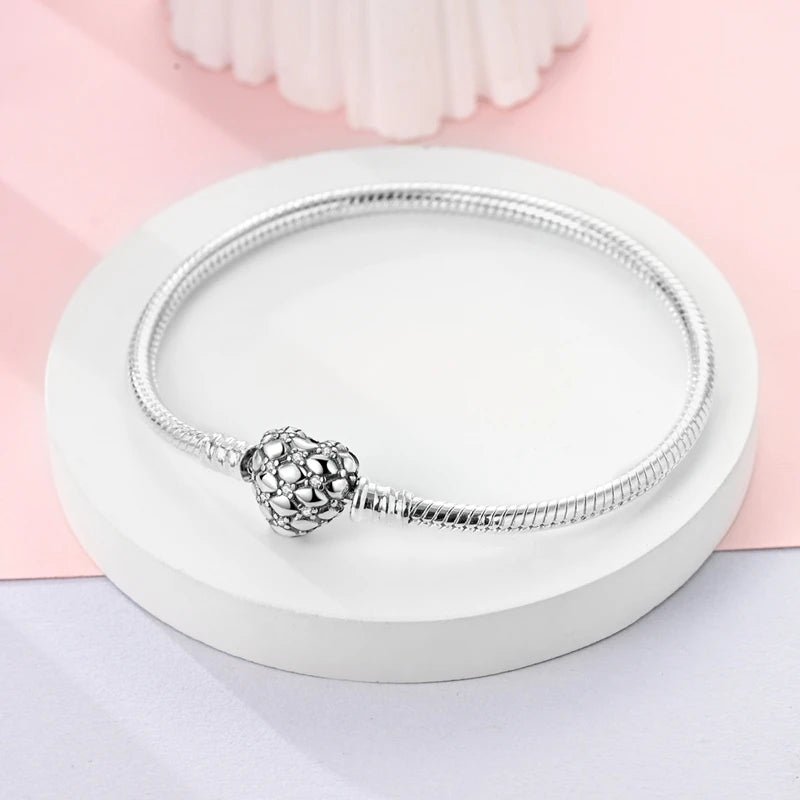 Bracelet Original 925 Sterling Silver Charm Bracelet 17-20CM Love Heart Pave Zirconia Bracelet for Women DIY Charm Jewelry Gifts - Tara's Tiny Treasures