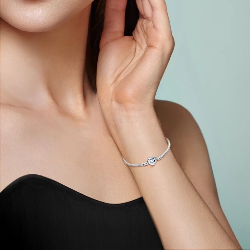 Bracelet Original 925 Sterling Silver Charm Bracelet 17-20CM Love Heart Pave Zirconia Bracelet for Women DIY Charm Jewelry Gifts - Tara's Tiny Treasures