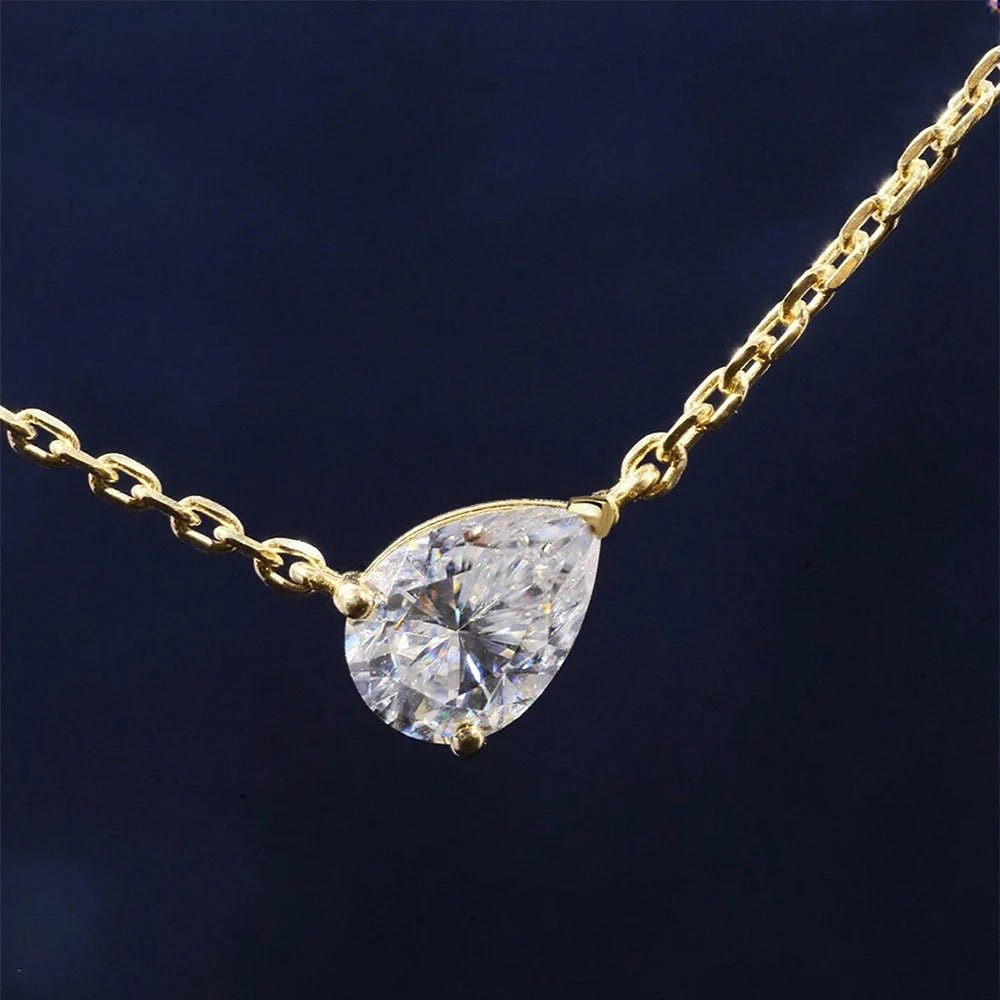 BXINY 1-3CT Pear Cut Moissanite Pendant Necklace S925 Silver East West Solitaire Water Drop Diamond Neck Chain for Women Jewelry - Tara's Tiny Treasures