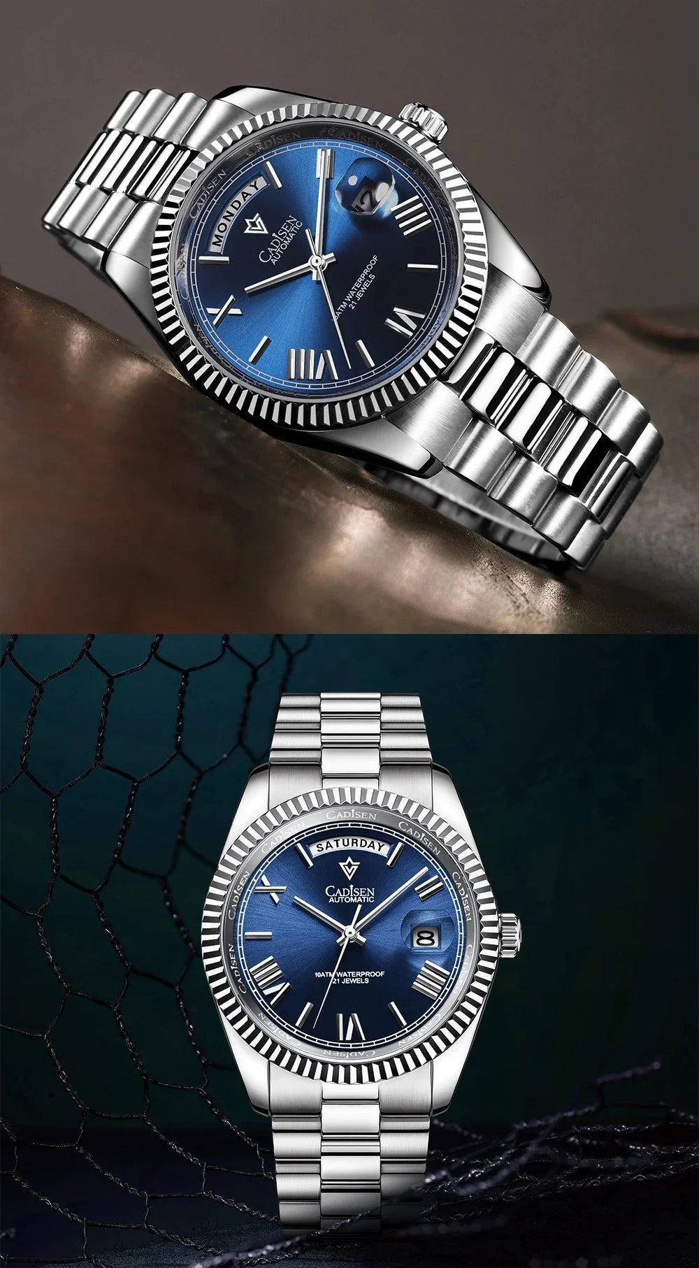 CADISEN Men's Mechanical Watch Luxury Meteorite Dial Sapphire Crystal Automatic Watch For Men Week MIYOTA 8285 Movt Wristwatch - Tara's Tiny Treasures