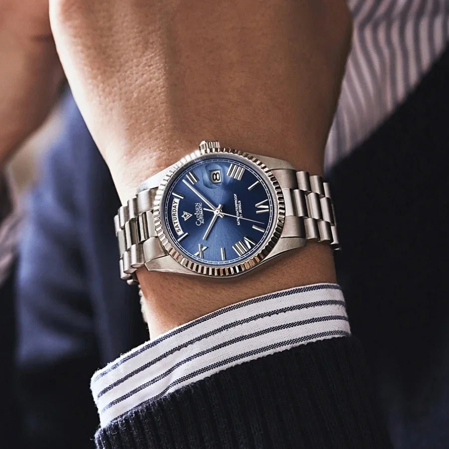 CADISEN Men's Mechanical Watch Luxury Meteorite Dial Sapphire Crystal Automatic Watch For Men Week MIYOTA 8285 Movt Wristwatch - Tara's Tiny Treasures