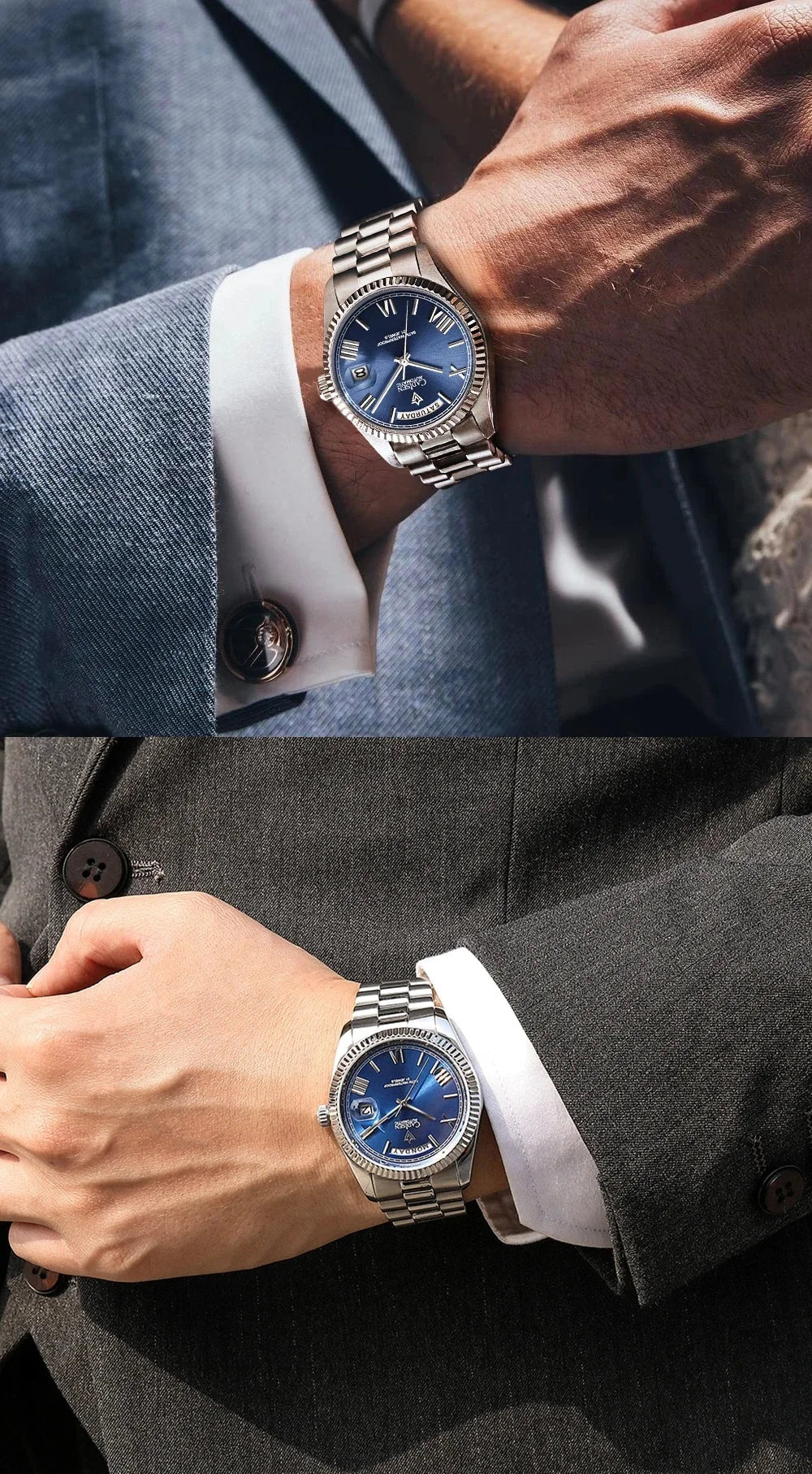 CADISEN Men's Mechanical Watch Luxury Meteorite Dial Sapphire Crystal Automatic Watch For Men Week MIYOTA 8285 Movt Wristwatch - Tara's Tiny Treasures