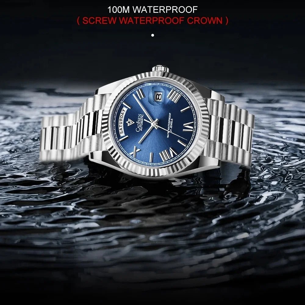 CADISEN Men's Mechanical Watch Luxury Meteorite Dial Sapphire Crystal Automatic Watch For Men Week MIYOTA 8285 Movt Wristwatch - Tara's Tiny Treasures