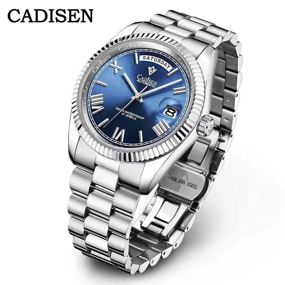 CADISEN Men's Mechanical Watch Luxury Meteorite Dial Sapphire Crystal Automatic Watch For Men Week MIYOTA 8285 Movt Wristwatch - Tara's Tiny Treasures