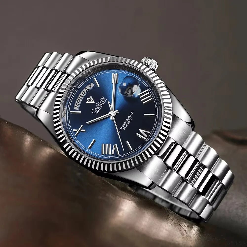 CADISEN Men's Mechanical Watch Luxury Meteorite Dial Sapphire Crystal Automatic Watch For Men Week MIYOTA 8285 Movt Wristwatch - Tara's Tiny Treasures