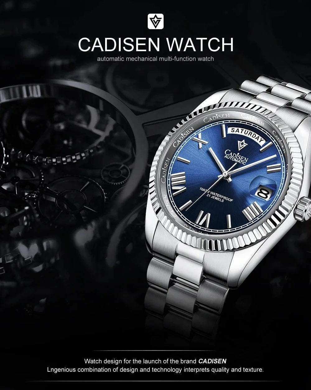 CADISEN Men's Mechanical Watch Luxury Meteorite Dial Sapphire Crystal Automatic Watch For Men Week MIYOTA 8285 Movt Wristwatch - Tara's Tiny Treasures