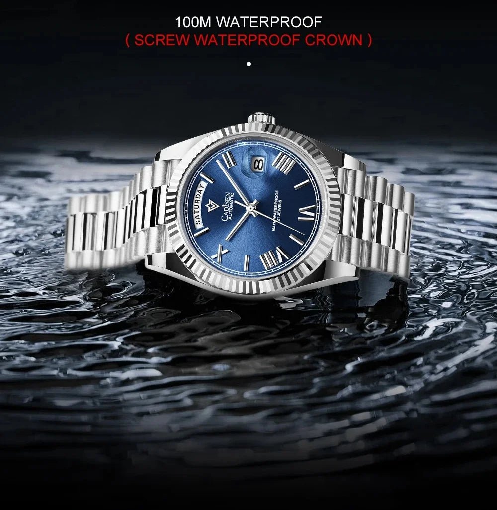 CADISEN Men's Mechanical Watch Luxury Meteorite Dial Sapphire Crystal Automatic Watch For Men Week MIYOTA 8285 Movt Wristwatch - Tara's Tiny Treasures
