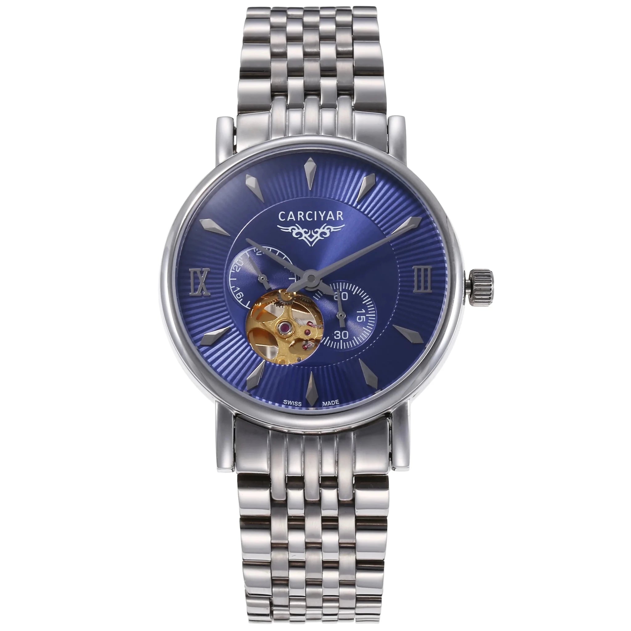 CARCIYAR Automatic Mechanical Watch Men's Tourbillon Round Dial Casual Simple Waterproof Trendy - Tara's Tiny Treasures
