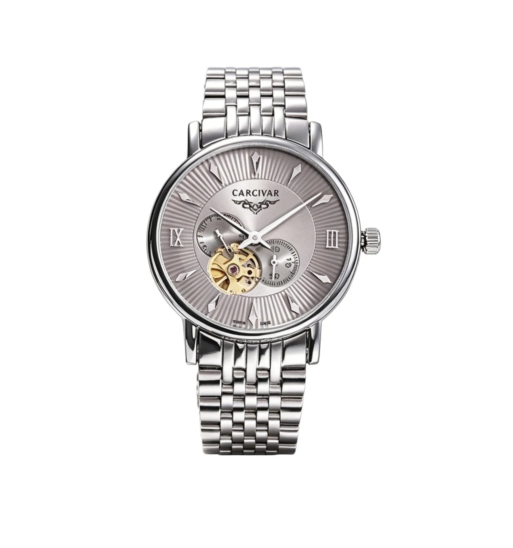 CARCIYAR Automatic Mechanical Watch Men's Tourbillon Round Dial Casual Simple Waterproof Trendy - Tara's Tiny Treasures
