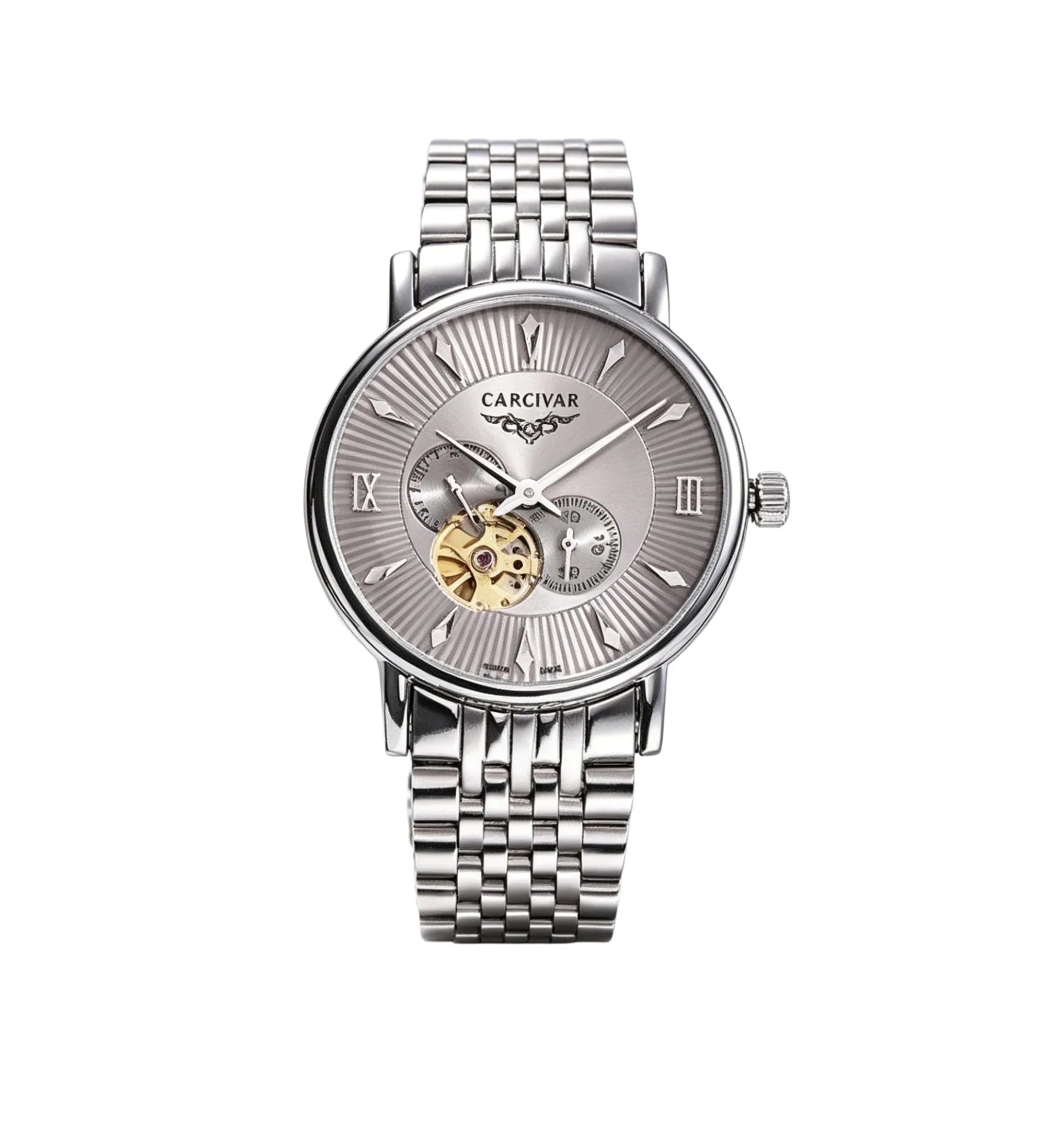 CARCIYAR Automatic Mechanical Watch Men's Tourbillon Round Dial Casual Simple Waterproof Trendy - Tara's Tiny Treasures