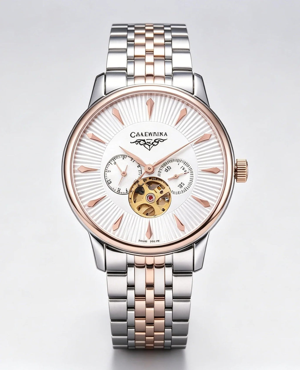 CARCIYAR Automatic Mechanical Watch Men's Tourbillon Round Dial Casual Simple Waterproof Trendy - Tara's Tiny Treasures
