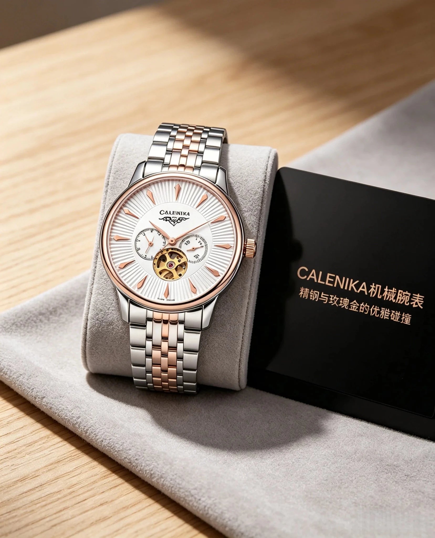 CARCIYAR Automatic Mechanical Watch Men's Tourbillon Round Dial Casual Simple Waterproof Trendy - Tara's Tiny Treasures
