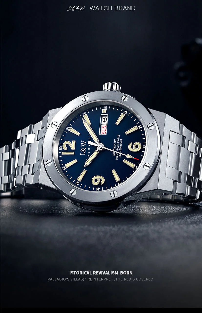 Carnival Brand IW High-End Series Luxury Sapphire Mechanical Watch Men 50M Waterproof Imported Movement Automatic Watches Mens - Tara's Tiny Treasures