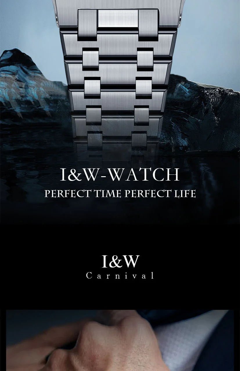 Carnival Brand IW High-End Series Luxury Sapphire Mechanical Watch Men 50M Waterproof Imported Movement Automatic Watches Mens - Tara's Tiny Treasures