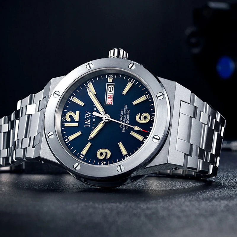 Carnival Brand IW High-End Series Luxury Sapphire Mechanical Watch Men 50M Waterproof Imported Movement Automatic Watches Mens - Tara's Tiny Treasures