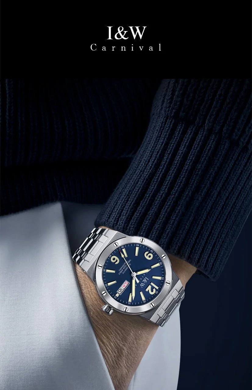 Carnival Brand IW High-End Series Luxury Sapphire Mechanical Watch Men 50M Waterproof Imported Movement Automatic Watches Mens - Tara's Tiny Treasures