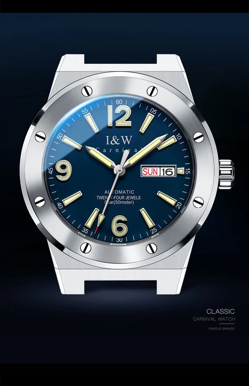 Carnival Brand IW High-End Series Luxury Sapphire Mechanical Watch Men 50M Waterproof Imported Movement Automatic Watches Mens - Tara's Tiny Treasures