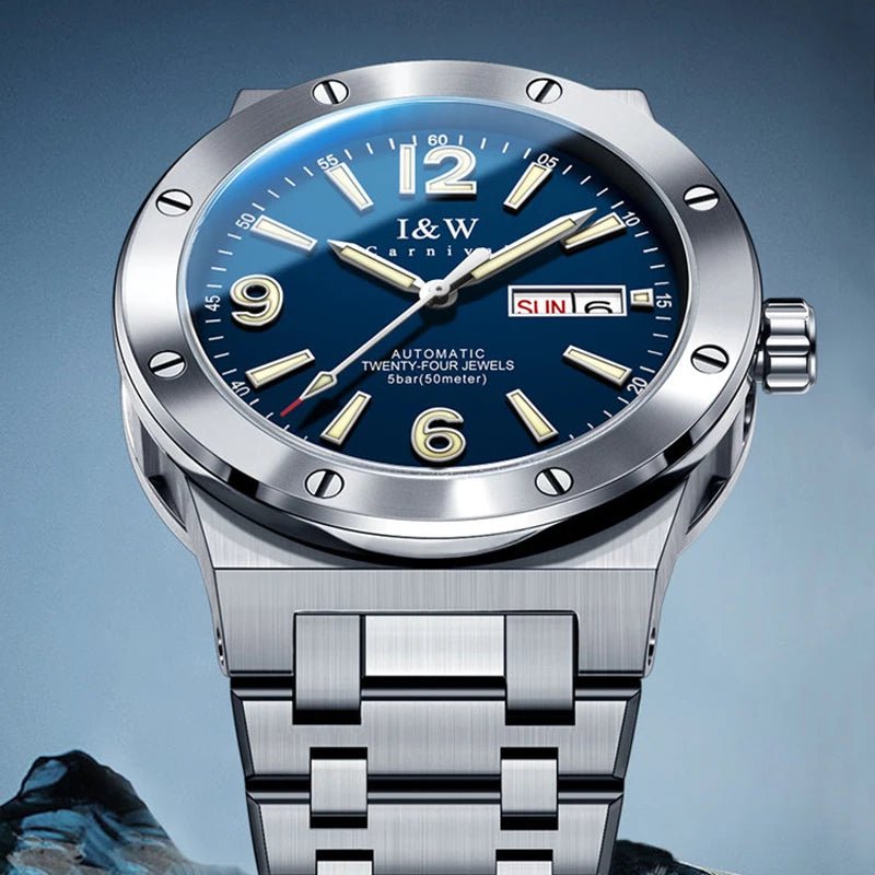 Carnival Brand IW High-End Series Luxury Sapphire Mechanical Watch Men 50M Waterproof Imported Movement Automatic Watches Mens - Tara's Tiny Treasures