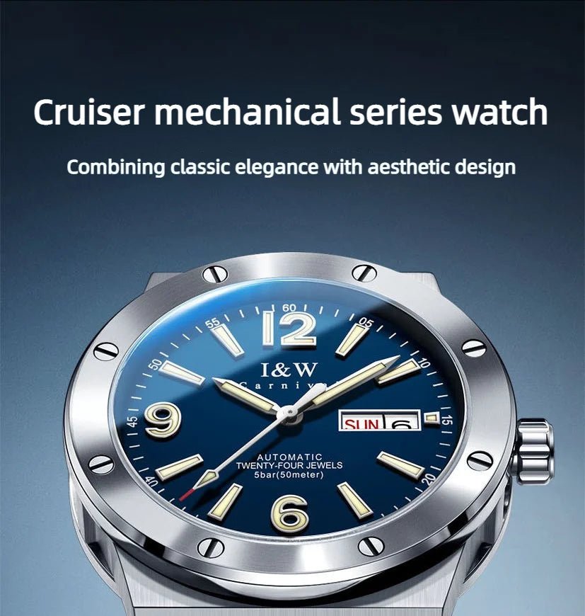 Carnival Brand IW High-End Series Luxury Sapphire Mechanical Watch Men 50M Waterproof Imported Movement Automatic Watches Mens - Tara's Tiny Treasures