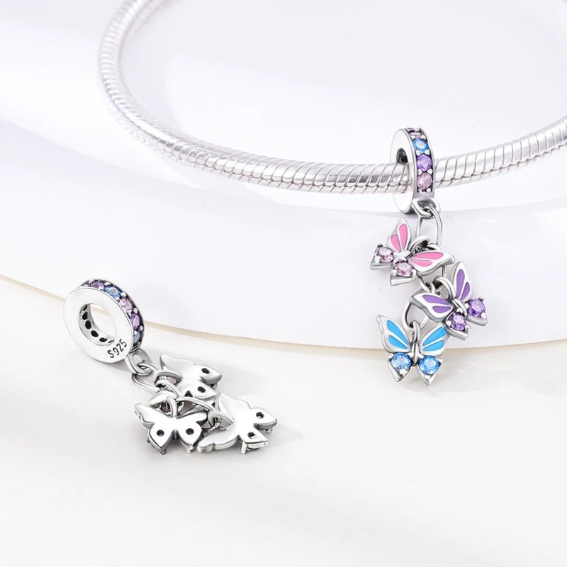 Charm 925 Sterling Silver Pink Pendant Charm Fit Original Charm Bracelet Necklace Beads DIY Jewerlry Accessories - Tara's Tiny Treasures