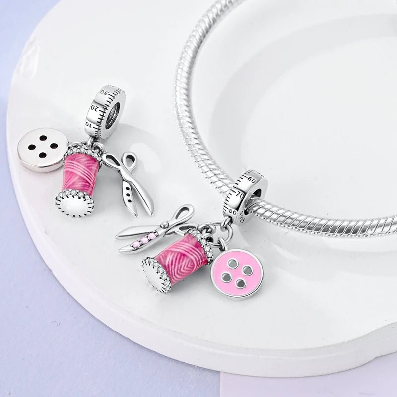 Charm 925 Sterling Silver Pink Pendant Charm Fit Original Charm Bracelet Necklace Beads DIY Jewerlry Accessories - Tara's Tiny Treasures