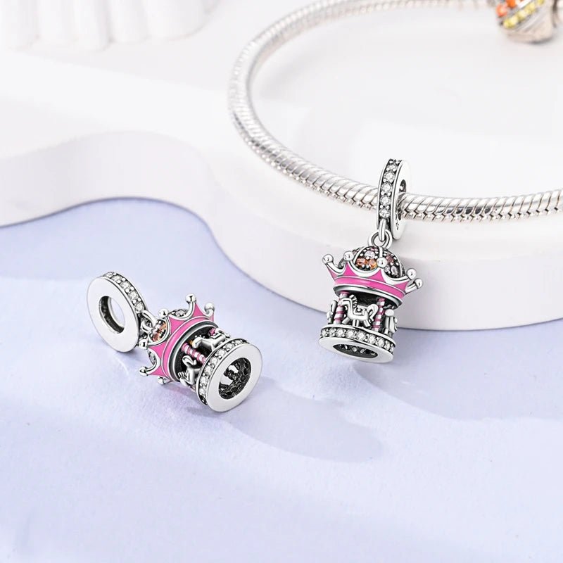 Charm 925 Sterling Silver Pink Pendant Charm Fit Original Charm Bracelet Necklace Beads DIY Jewerlry Accessories - Tara's Tiny Treasures