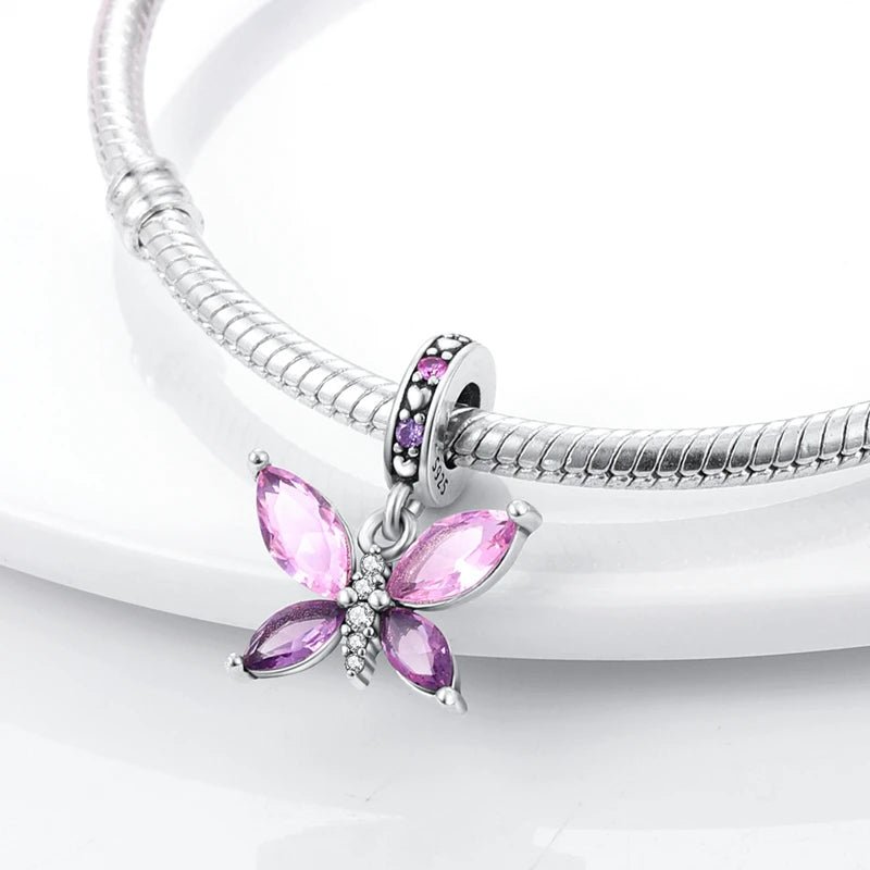Charm 925 Sterling Silver Pink Pendant Charm Fit Original Charm Bracelet Necklace Beads DIY Jewerlry Accessories - Tara's Tiny Treasures