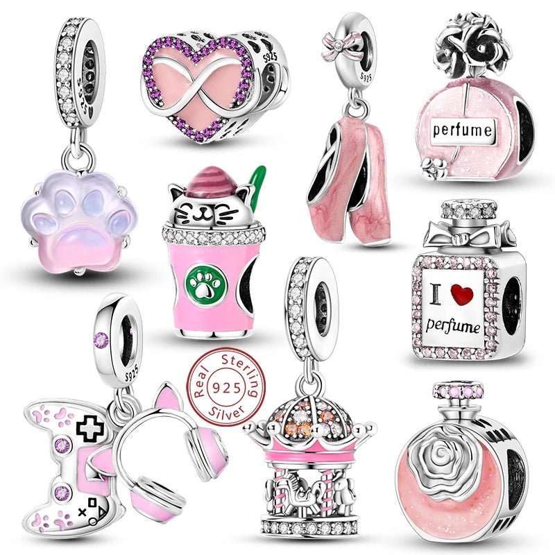 Charm 925 Sterling Silver Pink Pendant Charm Fit Original Charm Bracelet Necklace Beads DIY Jewerlry Accessories - Tara's Tiny Treasures