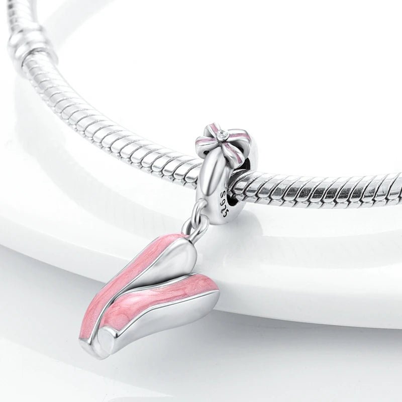 Charm 925 Sterling Silver Pink Pendant Charm Fit Original Charm Bracelet Necklace Beads DIY Jewerlry Accessories - Tara's Tiny Treasures