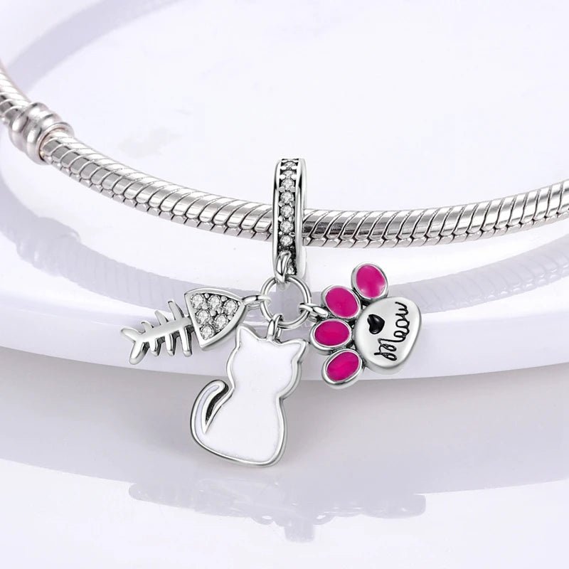 Charm 925 Sterling Silver Pink Pendant Charm Fit Original Charm Bracelet Necklace Beads DIY Jewerlry Accessories - Tara's Tiny Treasures