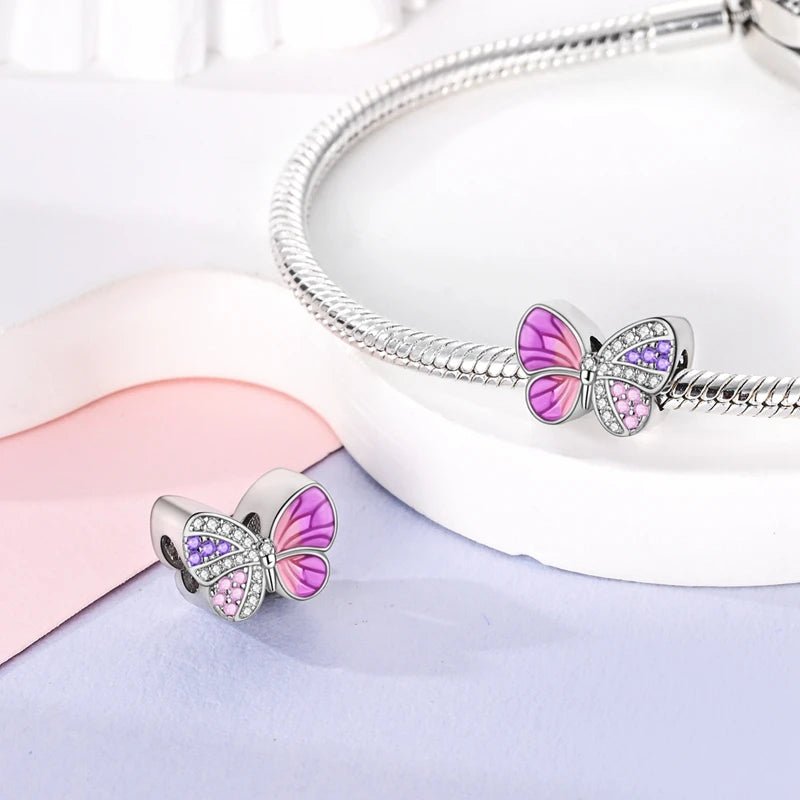 Charm 925 Sterling Silver Pink Pendant Charm Fit Original Charm Bracelet Necklace Beads DIY Jewerlry Accessories - Tara's Tiny Treasures