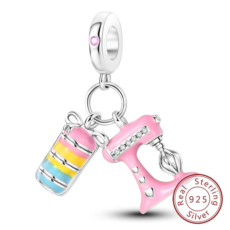 Charm 925 Sterling Silver Pink Pendant Charm Fit Original Charm Bracelet Necklace Beads DIY Jewerlry Accessories - Tara's Tiny Treasures