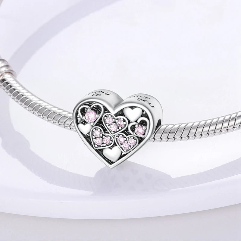 Charm 925 Sterling Silver Pink Pendant Charm Fit Original Charm Bracelet Necklace Beads DIY Jewerlry Accessories - Tara's Tiny Treasures