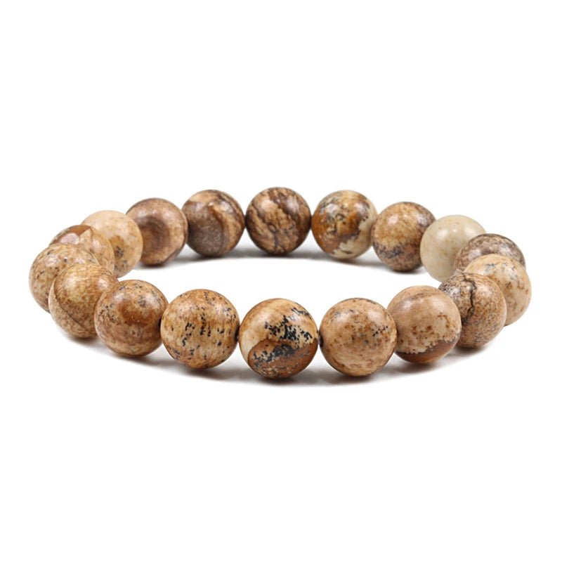 Charm Bracelet Natural Stone Beads 6/8/10mm Volcanic Lava Tiger Eye Beads Elastic Bracelets For Men Women Jewelry pulsera hombre - Tara's Tiny Treasures