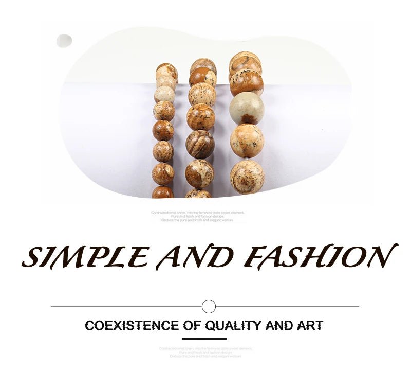 Charm Bracelet Natural Stone Beads 6/8/10mm Volcanic Lava Tiger Eye Beads Elastic Bracelets For Men Women Jewelry pulsera hombre - Tara's Tiny Treasures
