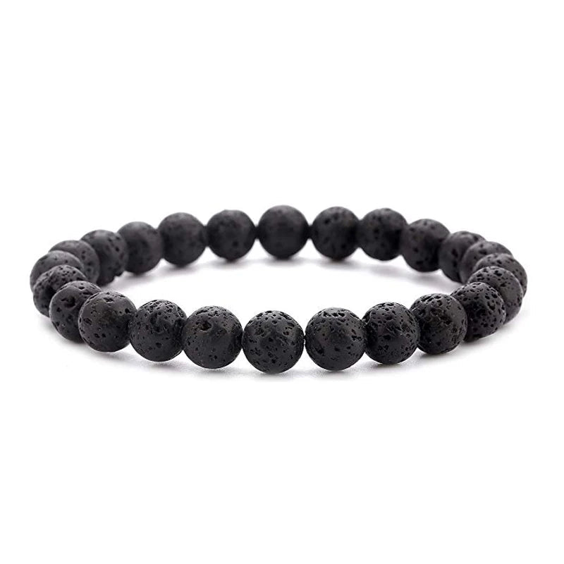 Charm Bracelet Natural Stone Beads 6/8/10mm Volcanic Lava Tiger Eye Beads Elastic Bracelets For Men Women Jewelry pulsera hombre - Tara's Tiny Treasures