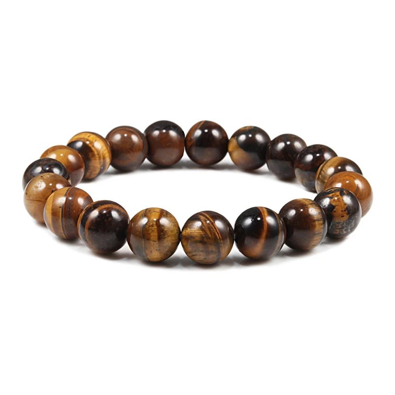 Charm Bracelet Natural Stone Beads 6/8/10mm Volcanic Lava Tiger Eye Beads Elastic Bracelets For Men Women Jewelry pulsera hombre - Tara's Tiny Treasures