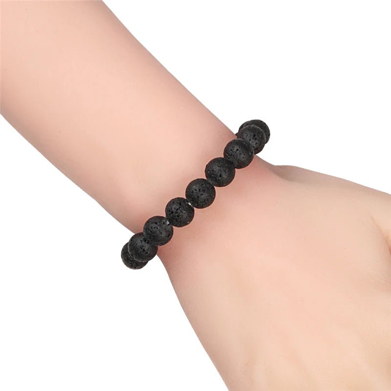 Charm Bracelet Natural Stone Beads 6/8/10mm Volcanic Lava Tiger Eye Beads Elastic Bracelets For Men Women Jewelry pulsera hombre - Tara's Tiny Treasures