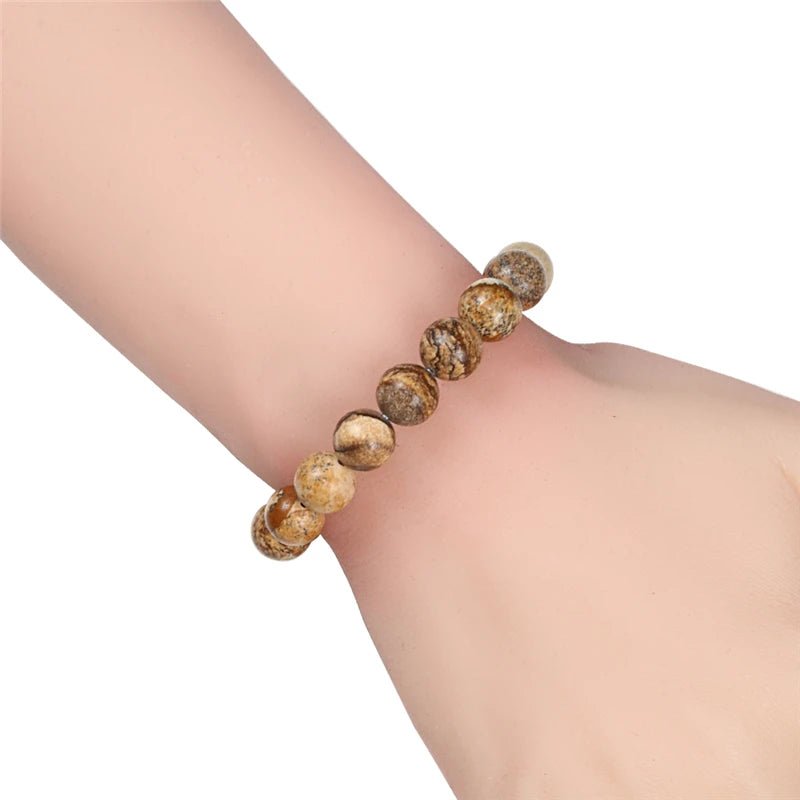Charm Bracelet Natural Stone Beads 6/8/10mm Volcanic Lava Tiger Eye Beads Elastic Bracelets For Men Women Jewelry pulsera hombre - Tara's Tiny Treasures