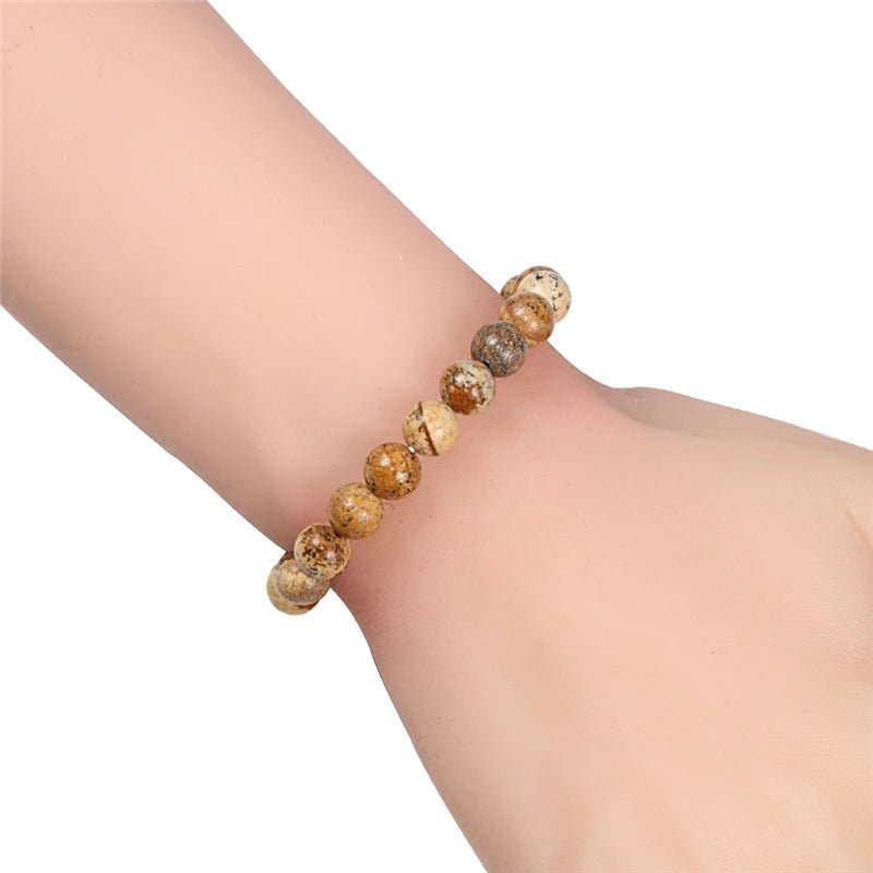 Charm Bracelet Natural Stone Beads 6/8/10mm Volcanic Lava Tiger Eye Beads Elastic Bracelets For Men Women Jewelry pulsera hombre - Tara's Tiny Treasures