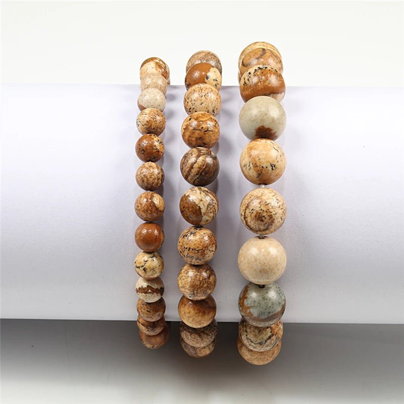 Charm Bracelet Natural Stone Beads 6/8/10mm Volcanic Lava Tiger Eye Beads Elastic Bracelets For Men Women Jewelry pulsera hombre - Tara's Tiny Treasures