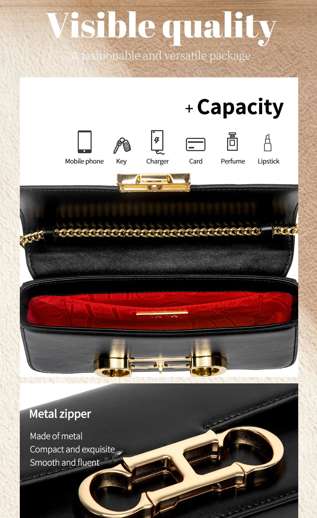 CHCH Women's Chain Bag Summer New Black Shoulder Bag Women's Flip Phone Bag - Tara's Tiny Treasures