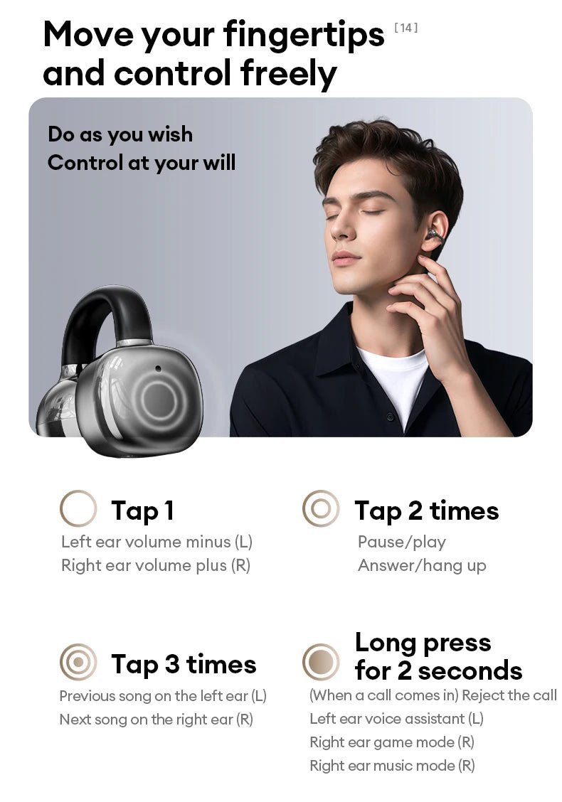 Choice Monster MQT65 OWS Bluetooth 6.0 Earphones Low Latency Earclip Bluetooth Headphones HD Call HiFi Music Game Sport Earbuds - Tara's Tiny Treasures